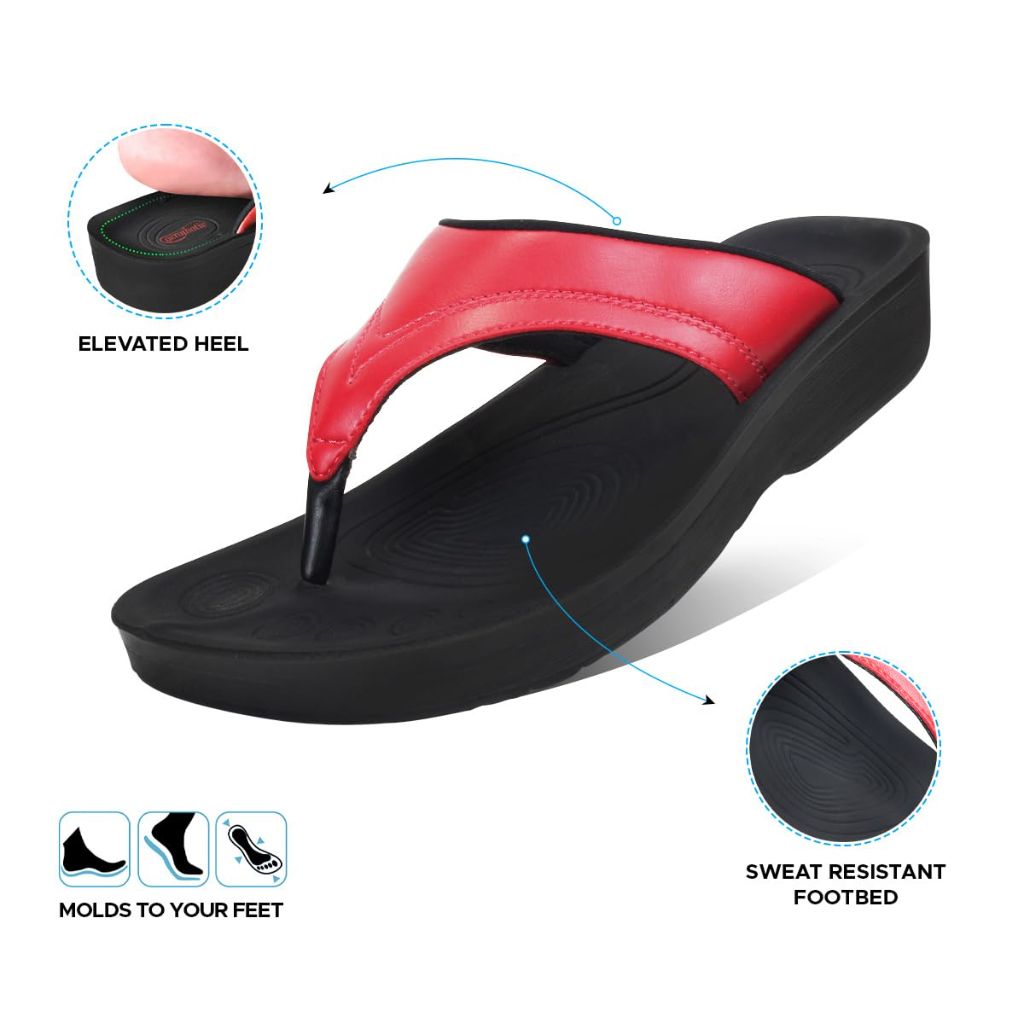 Aerothotic Women's Comfy Arch Support Flip Flops - Ostrya Red, Size 9