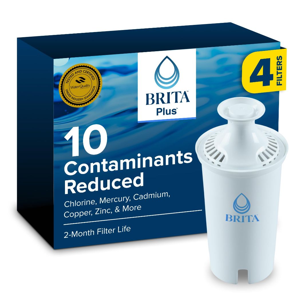 Brita BritaPlus Replacement Water Filter for Pitchers and Dispensers, 4 Filters
