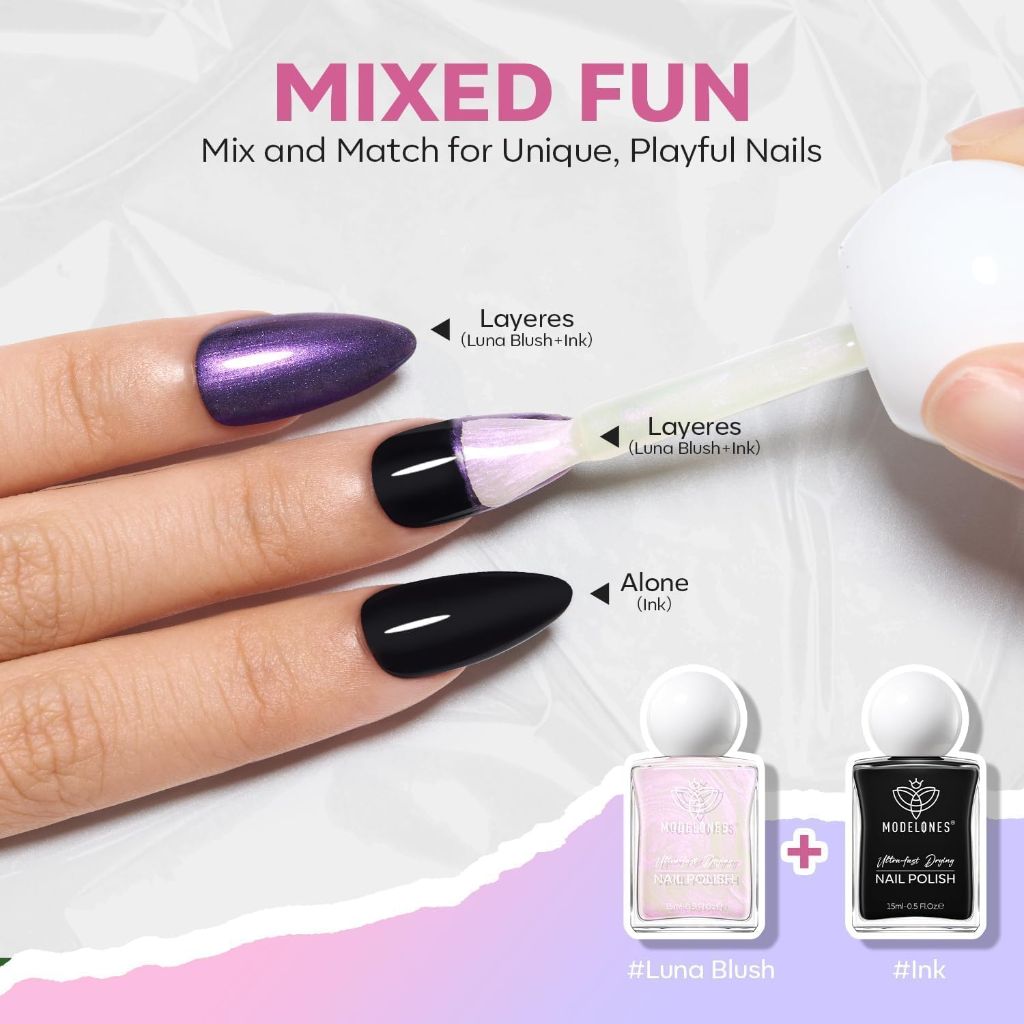 Modelones Pearl Nail Polish, 15 ml Quick Dry Chrome Nail Polish Holographic Iridescent Shimmer - 0.5 fl. oz.