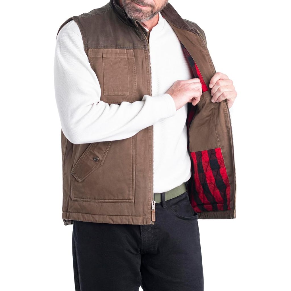 Legendary Whitetails Men's Tough as Buck Vest for Men, Work Flannel Lined Hunting Outerwear, Casual Western Insulated Zip Up, Rawhide, Medium