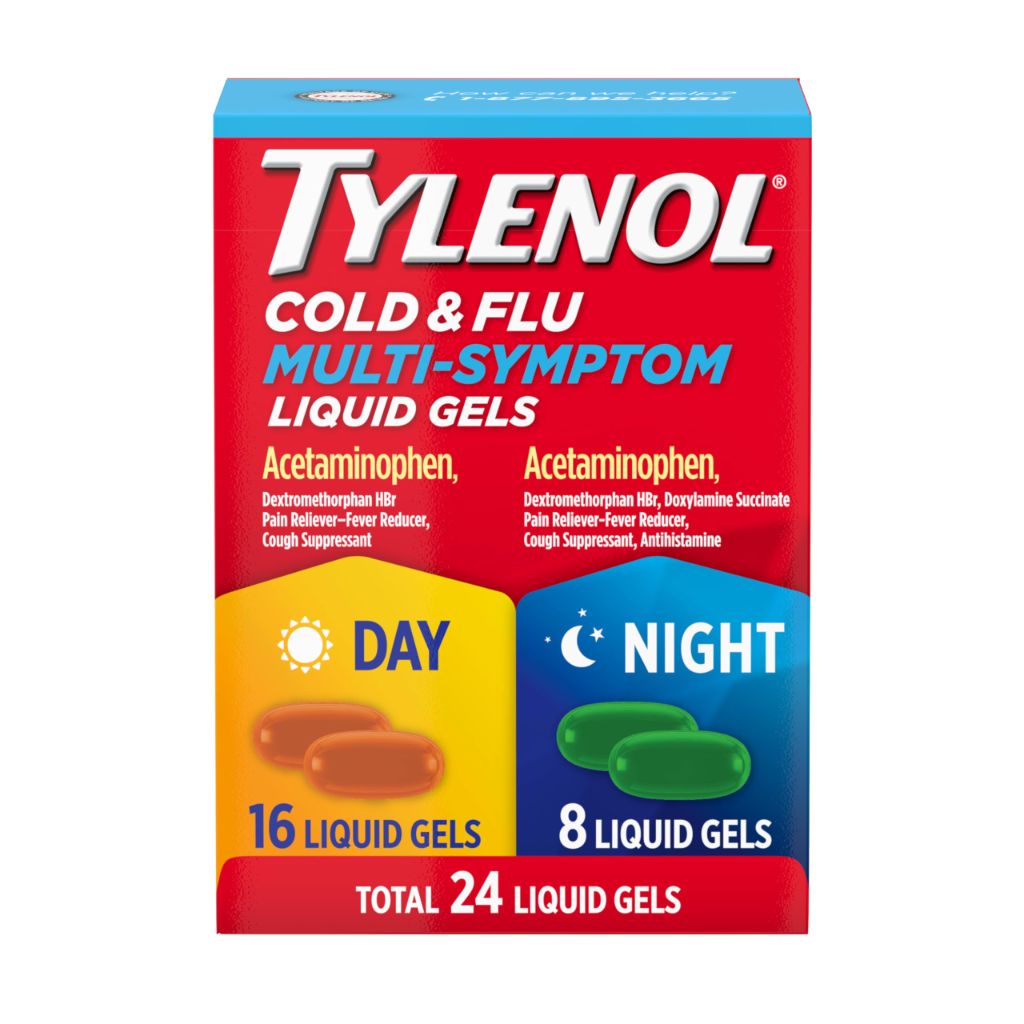 Tylenol Day & Night Cold & Flu Multi-Symptom Liquid Gels Combo Pack, Cold & Flu Relief 24 ct