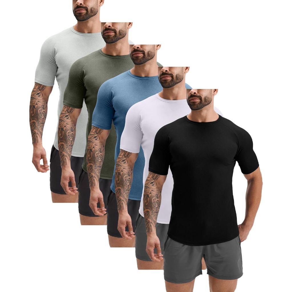 GYM REVOLUTION Men's Workout T Shirts, Medium, 5 Pack