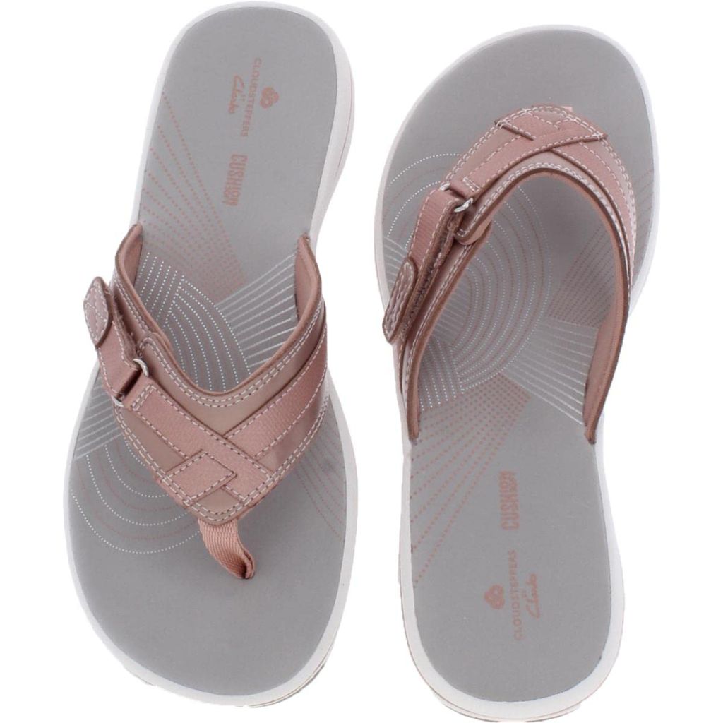 Clarks Women's Breeze Sea Flip-Flop - Rose Gold Synthetic, Size 7