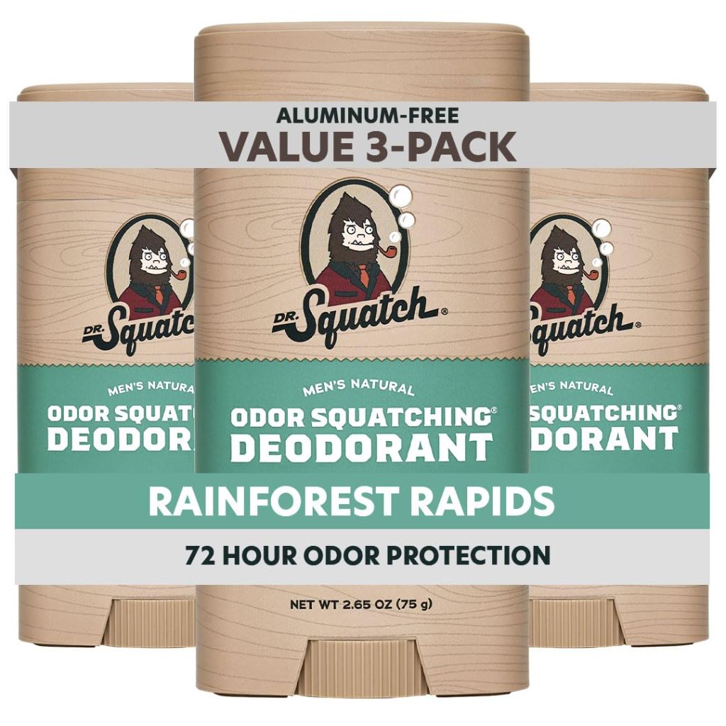 Dr. Squatch Natural Men’s Deodorant  – Rainforest Rapids, 2.65oz Stick (3-Pack)