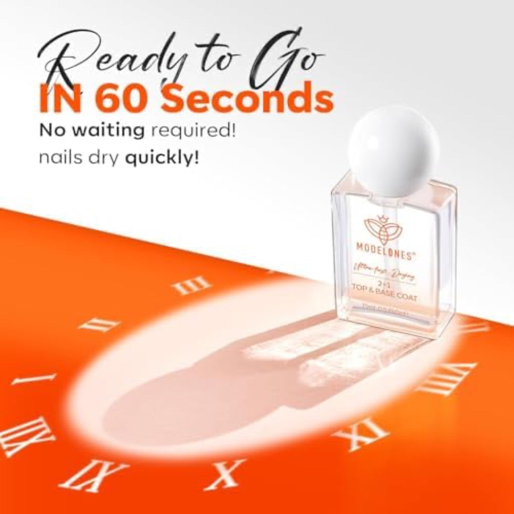 modelones 3-in-One Nail Polish Top Coat and Base Coat, Nail Strengthener, 15 Ml Clear Nail Polish Quick Dry Long Lasting Shine Chip Fade Resistant Nails Protect Care 2025 Gifts for Women