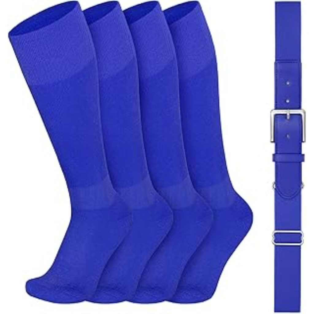 TZTTZT 2 Pair Youth Softball/Baseball Socks - 1 Baseball Belt and 1 Baseball Arm Sleeve Combo for Men and Boy (Youth, Royal Blue)