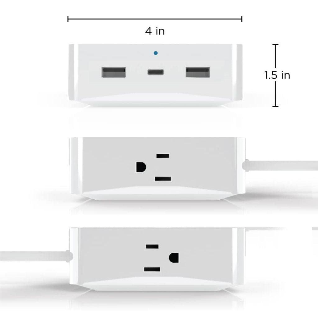 Limitless PowerPro 5-Device Charger with 2X USB Ports, 1x Type-C 20W Power Delivery Port, 2X AC Outlets, and 1,280 Joules of Surge Protection (White)