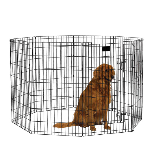Black E-Coat Exercise Pen W/Door for Dogs, 42H, X-Large