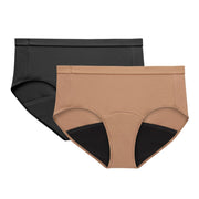 Hanes Women's Just My Size Comfort Period Underwear - Super Leaks, Beige/Black Size 2XL (2 Pairs)