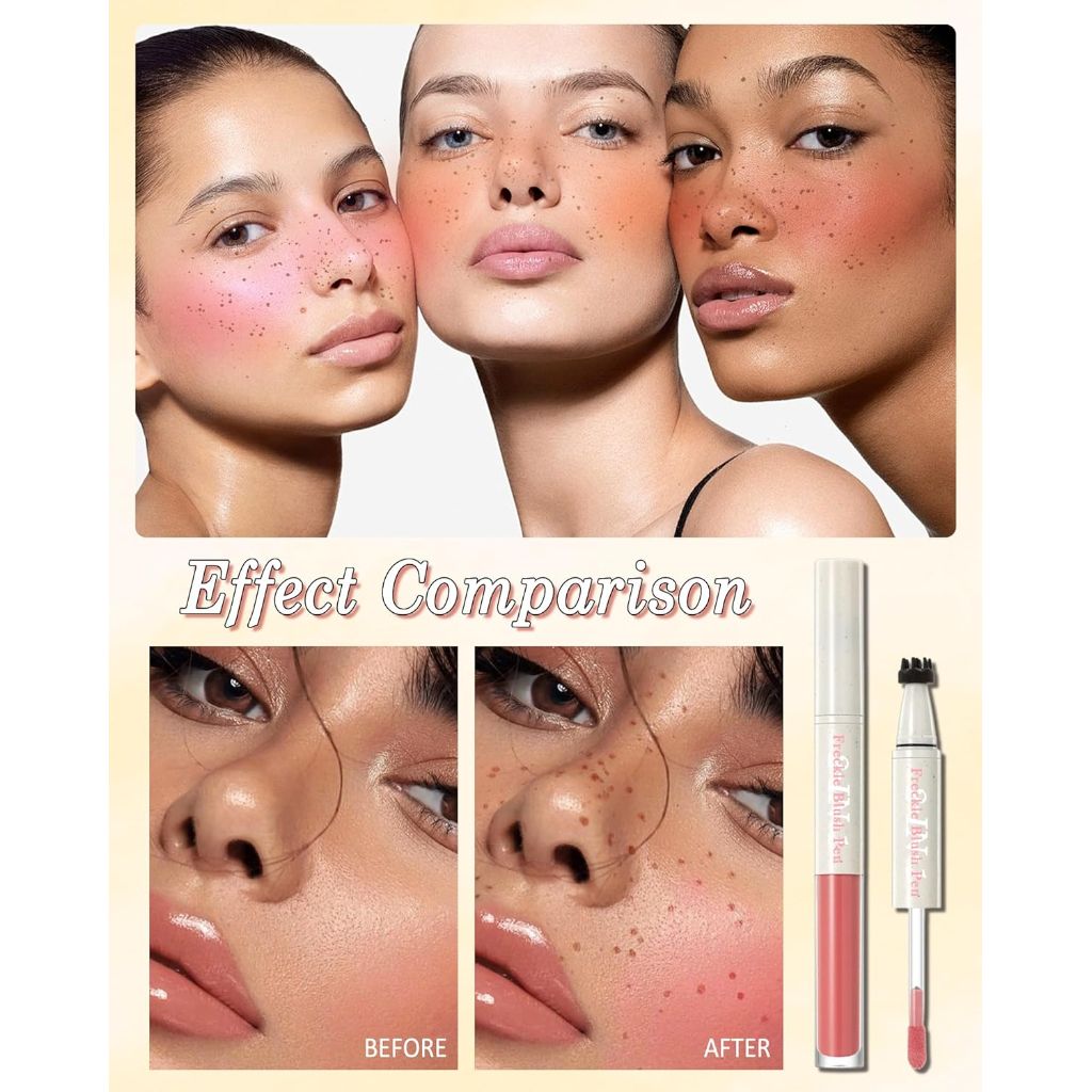 2-in-1 Freckle Blush Pen, Stamp & Liquid Blush with Puff - 01 Pink