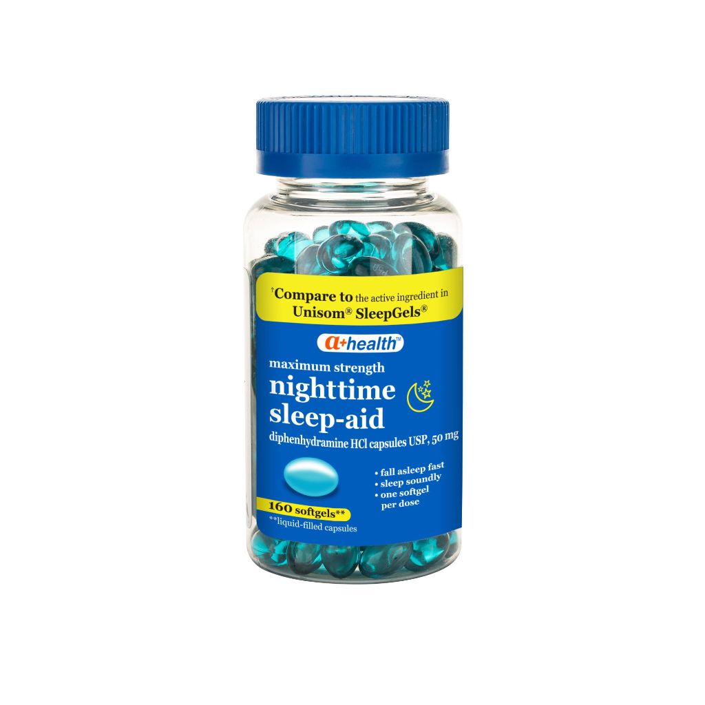 A+Health Nighttime Sleep Aid Diphenhydramine Softgels,  160 Count