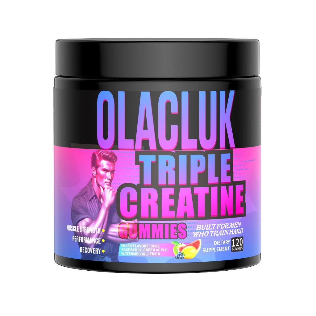 OLACLUK Creatine Gummies for Men, Creatine Monohydrate Complex 5000mg with Taurine,  Fruit Punch, 120 Count
