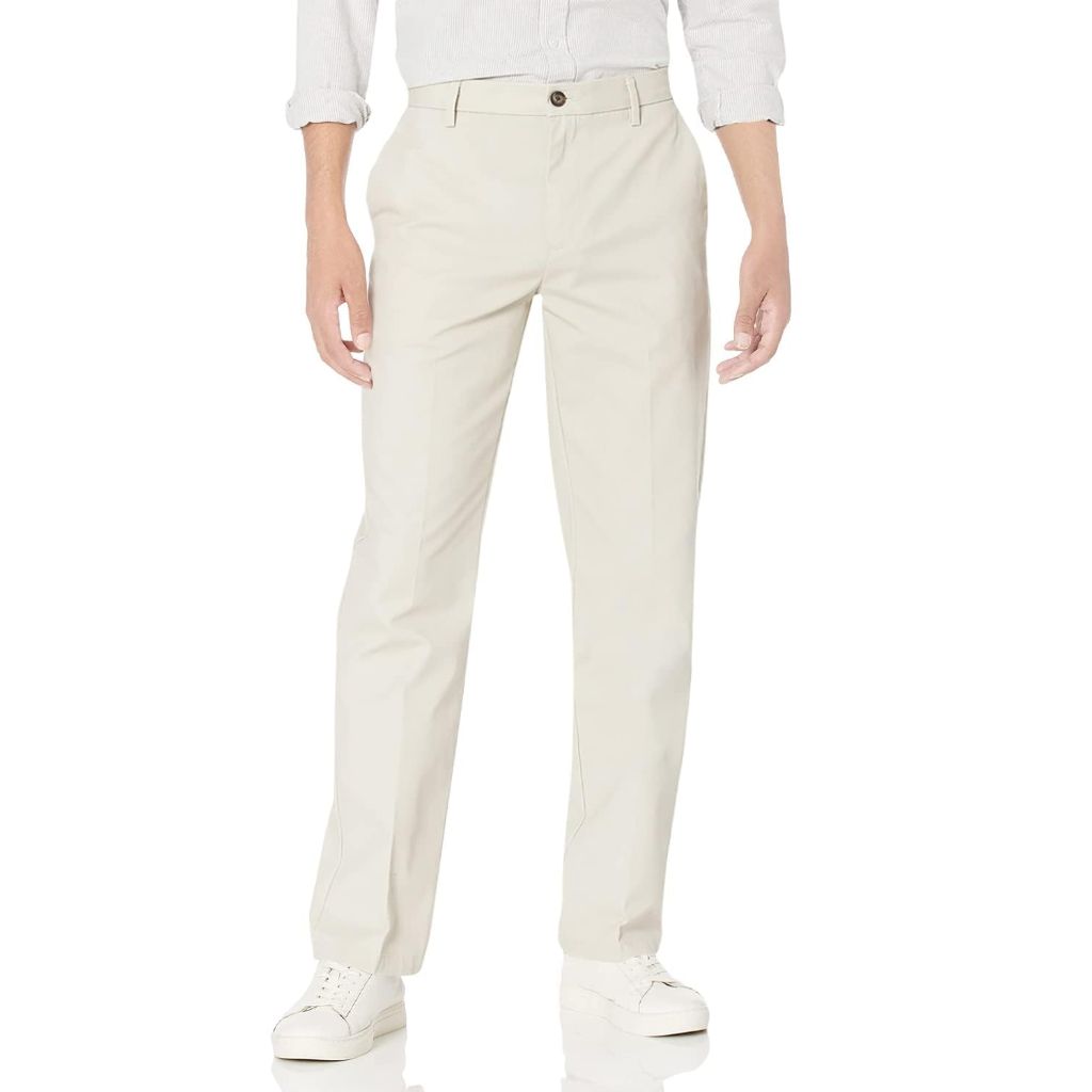 Amazon Essentials Men's Classic-Fit Wrinkle-Resistant Flat-Front Chino Pant, Stone, 32W x 33L