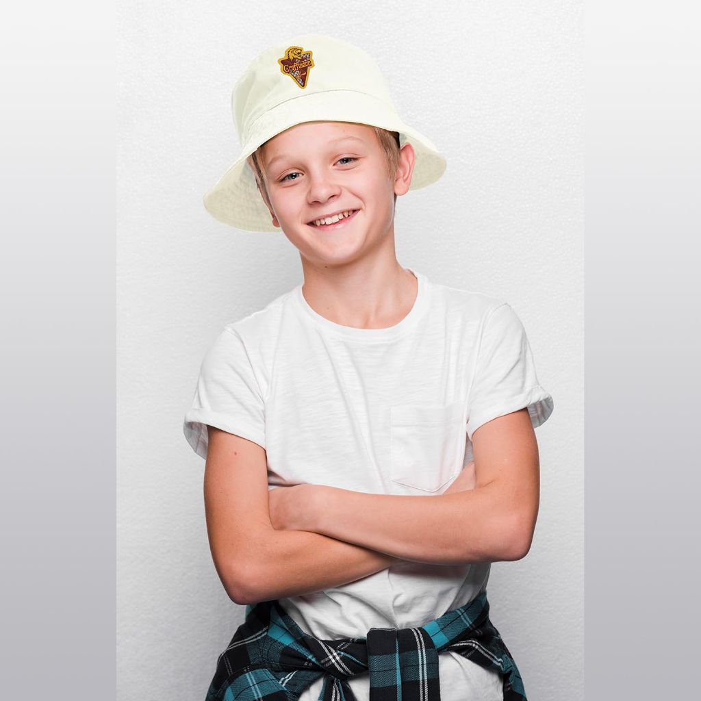 Harry Potter Bucket Hat for Kids, Boy and Girl Sun Hat Kid Ages 4-7 and Big Kids 7-14 | White | Gryffindor