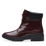 SZ 5M, Clarks Women's Calla Zip Mid Calf Boot, | Burgundy Patent