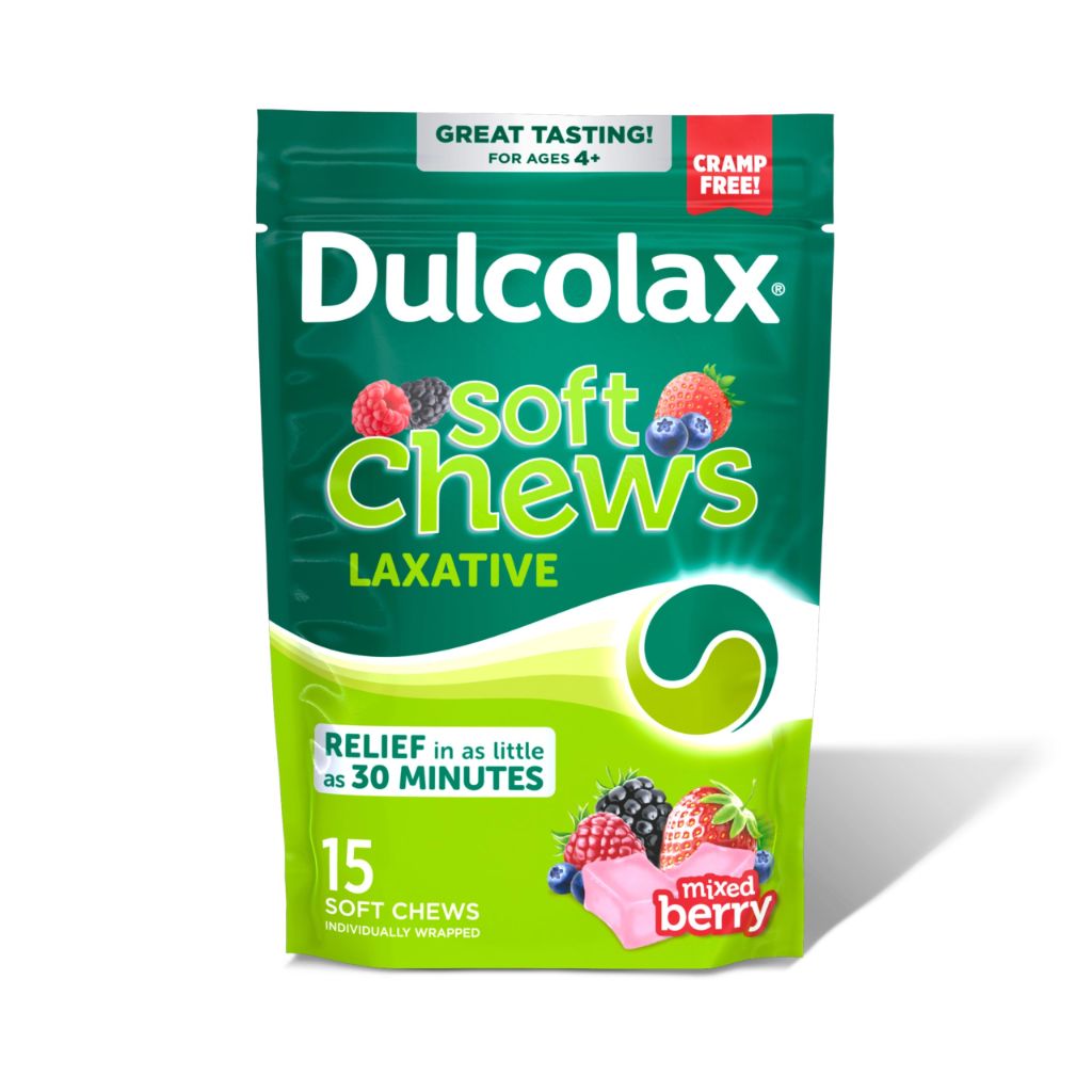 Dulcolax Saline Laxative Soft Chews, Mixed Berry Flavor, Magnesium Hydroxide 1200 mg, 15 Count
