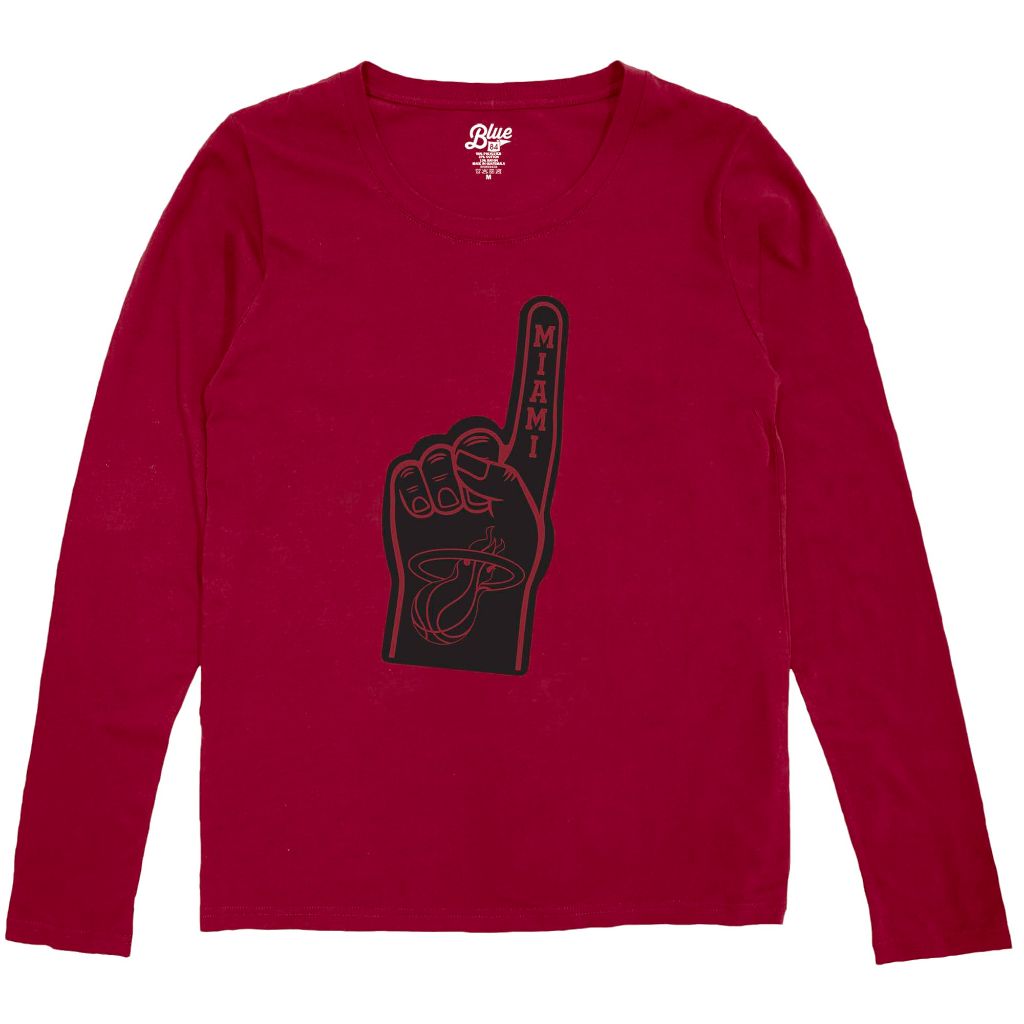 SZ L, Blue 84 Miami Heat NBA Officially Licensed Women's Long Sleeve T-Shirt Icon Team Color