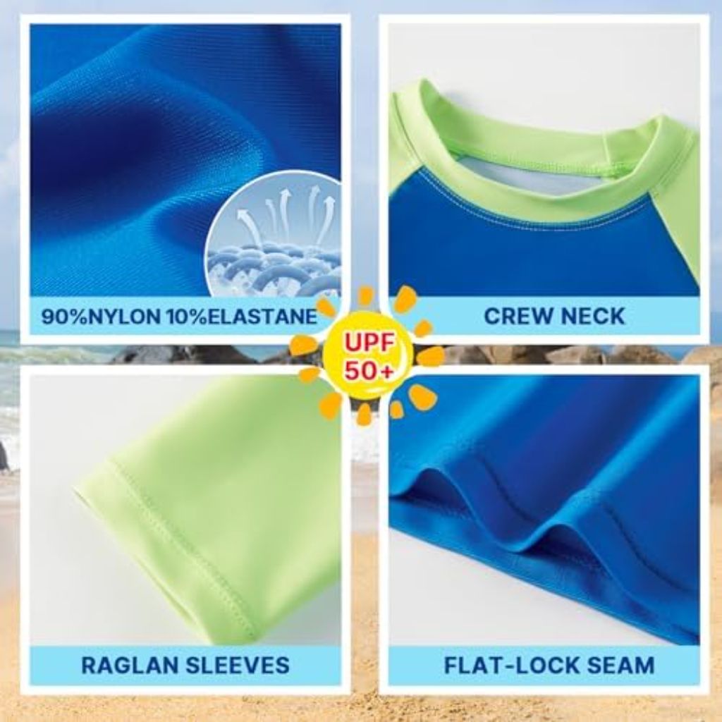Angel season Rash Guard for Boys UPF 50+ Swim Shirt Long Sleeve Bathing Suit Summer UV Protection Sun Shirts Rashgurad