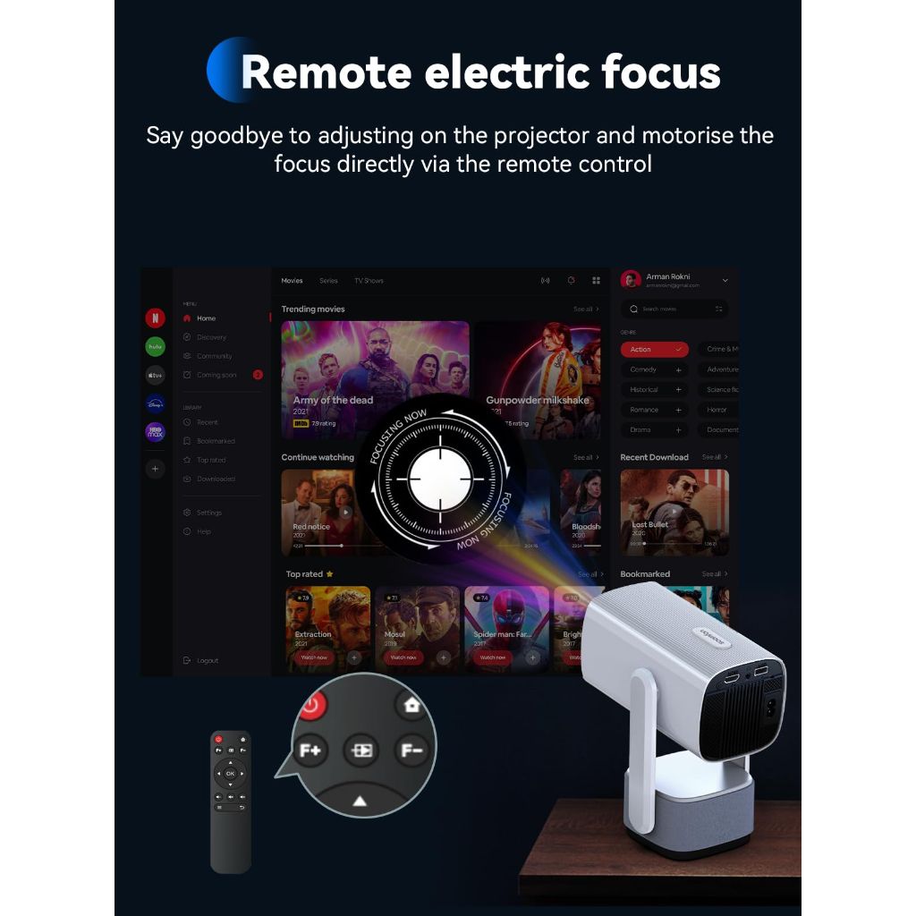 SOOMFON Mini Projector with WiFi and Bluetooth - 1080P Support Small Portable Movie Projector with 6W Speaker