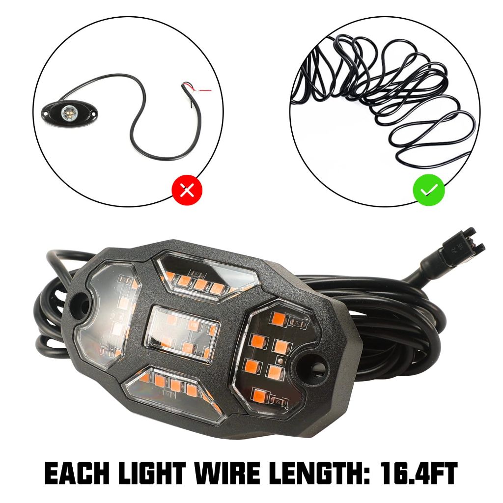 Winunite 12 Pods Blue Rock Lights Wide Angle Underglow Lights with Extension Wires