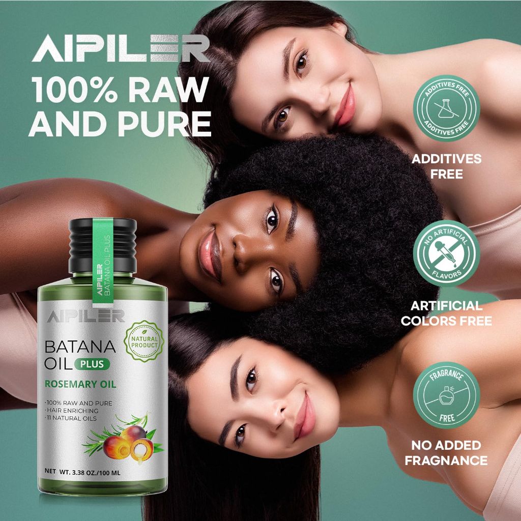 AIPILER Batana Oil for Hair Strengthening: Dr Sebi 100% Pure and Raw Honduras Hair Treatment Oil - 3.38 fl oz (Rosemary)