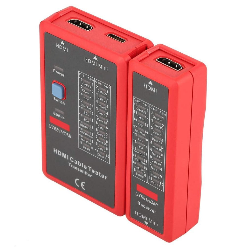 Oumefar HDMI Mini-HDMI Battery Operated Data High Definition Cable Tester Continuity Checker 20 LED Light Status Indictor to Check Disorder Short Open and Cross Connection