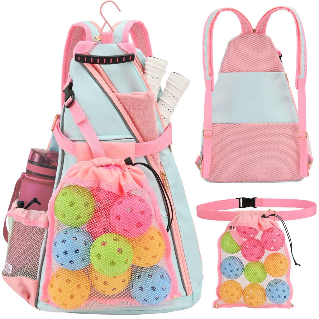EdenRiver Pickleball Bag for Women Pickleball Backpack with Water Bottle Holder and Drawstring Mesh Bag for Pickle Ball Accessories