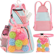 EdenRiver Pickleball Bag for Women Pickleball Backpack with Water Bottle Holder and Drawstring Mesh Bag for Pickle Ball Accessories