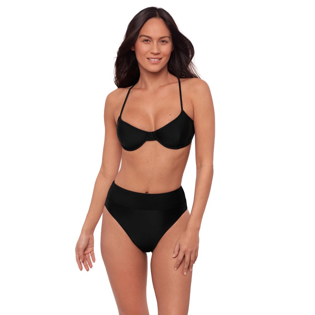 Sports Illustrated Women's X-Back Underwire Bikini Top, Black, X Large