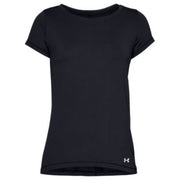 Under Armour Women's HeatGear Fitted Athletic Shirt, Black//Metallic Silver - XS