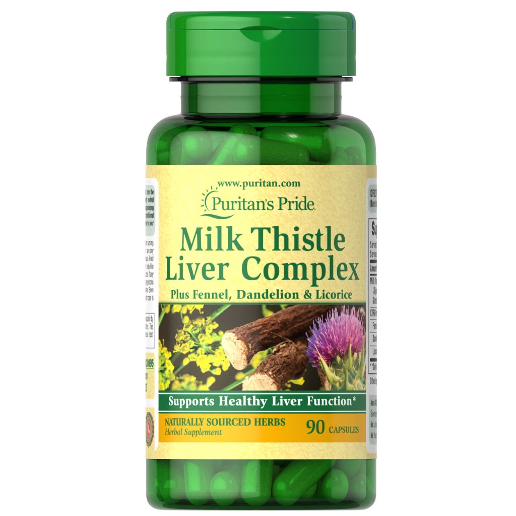 Puritan's Pride Milk Thistle Liver Complex, Supports Healthy Liver Function, 90 Count, White