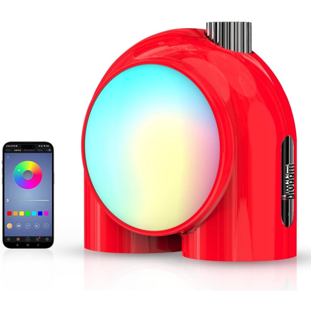 Divoom Planet-9 Smart LED Night Light App Controlled, Portable Mood Lamp for Bedrooms, Gamer Set Up, Office - Customizable RGB Colors & Sleeping Aid Table Lamp, Red