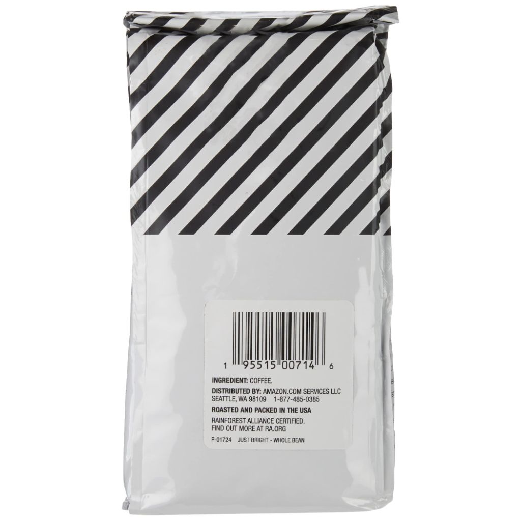 Amazon Fresh, Just Bright Whole Bean Coffee, Light Roast, 12 Oz