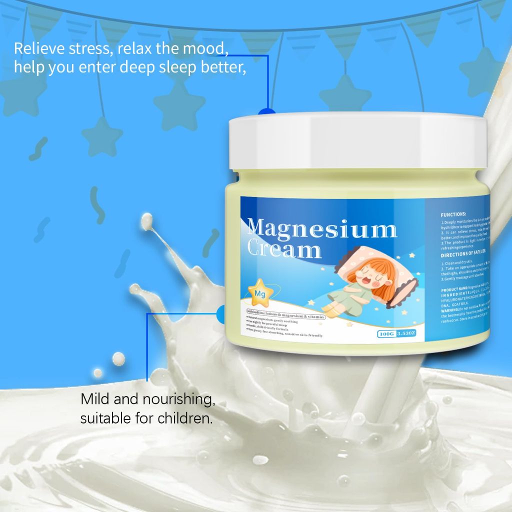 TFMgSkid Magnesium Lotion for Kids,Natural Calming Cream for Restful Sleep,Relaxation(3.53 Fl Oz)