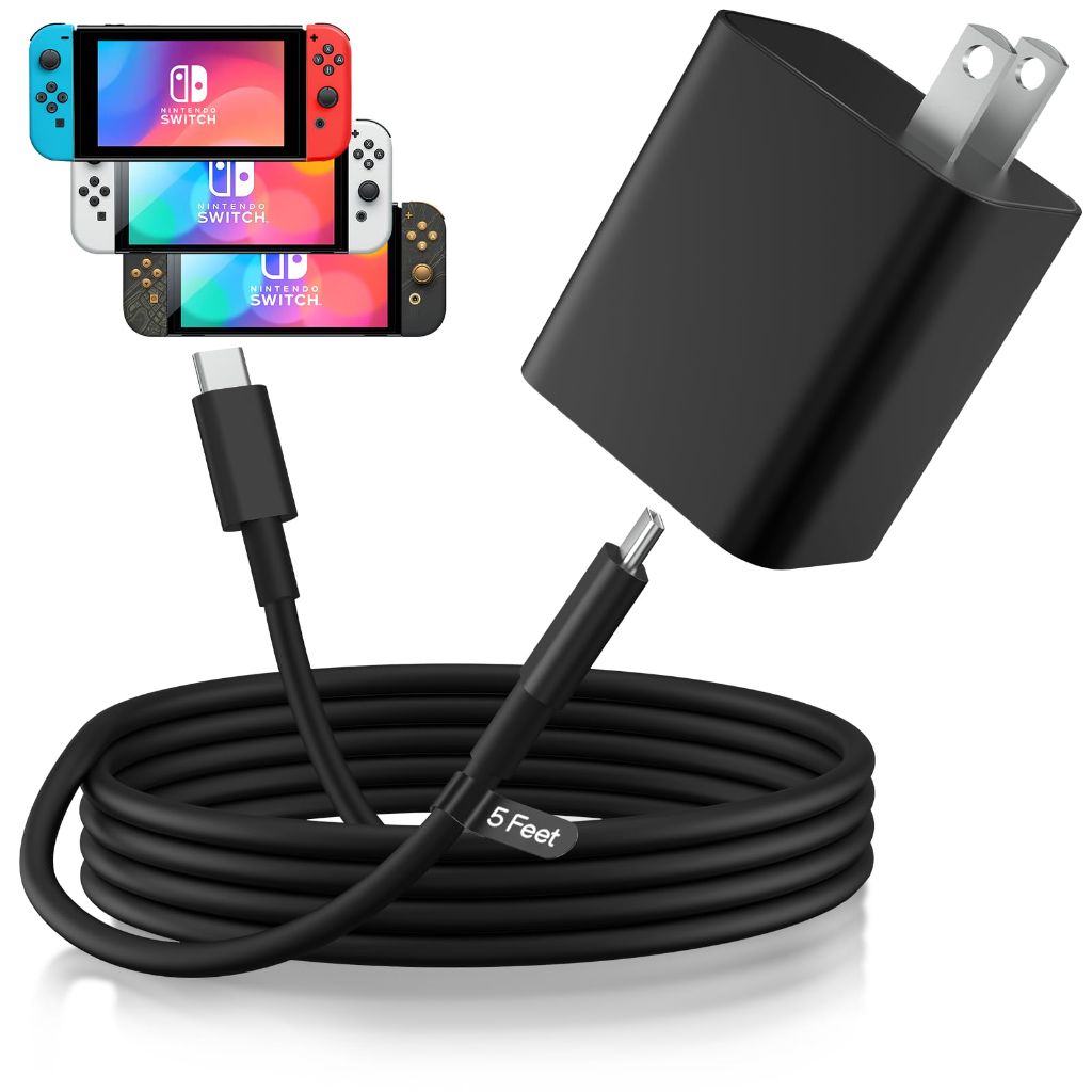 Herfair Switch 2 Charger 60W 20V/3A AC Power Adapter Fast Charging Block with USB C