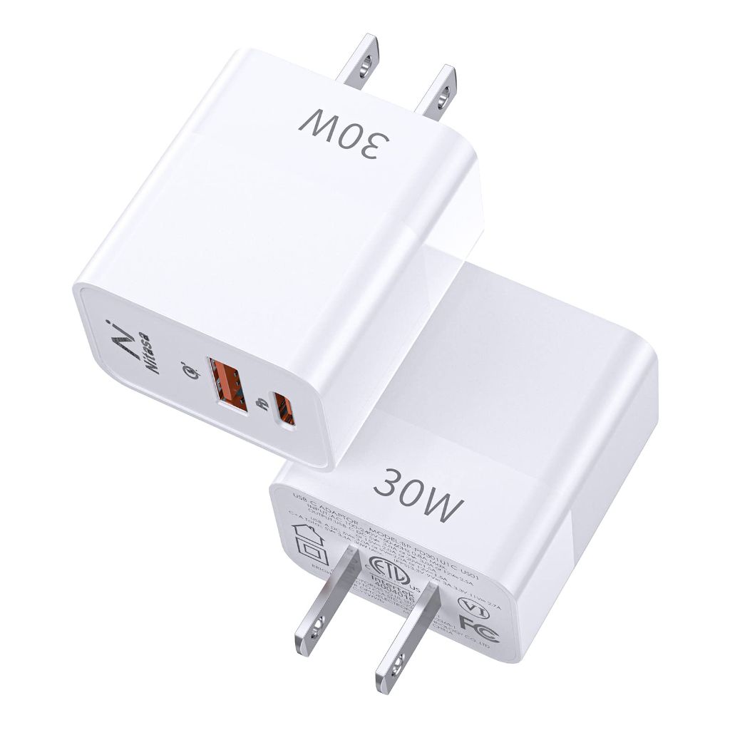 2 Pack USB C Charger,NITASA 30W 2 Port PD Fast Charger Adapter Block for iPhone 15/16 Pro/17 Pro Max/iPad, Super Fast Charger Block(25W) Type C for Samsung S25/S24, Pixel 8 8A 9 10 Pro