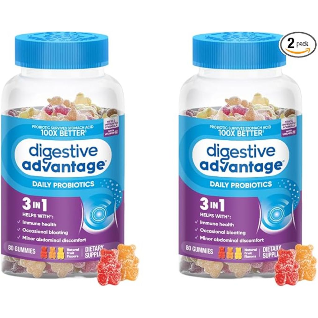 Digestive Advantage Probiotic Gummies For Digestive Health - 80ct (2pk) Natural Fruit Flavors