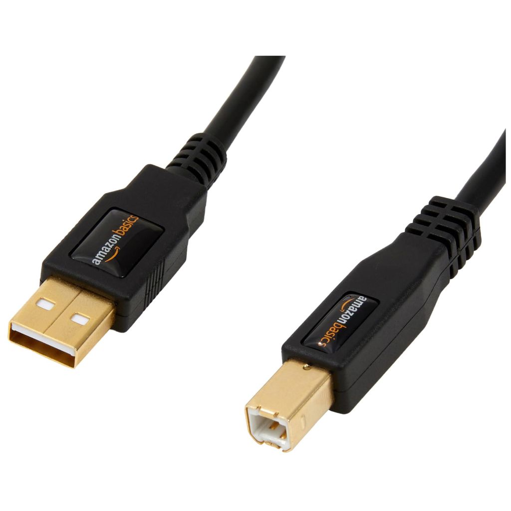 Amazon Basics USB 2.0 Cable, USB-A to USB-B, for Printer or External Hard Drive | 6 Foot, Black