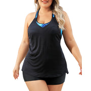 Plus Size Tankini Tops for Women (Swim Top Only), Blue Leopard - Size XL