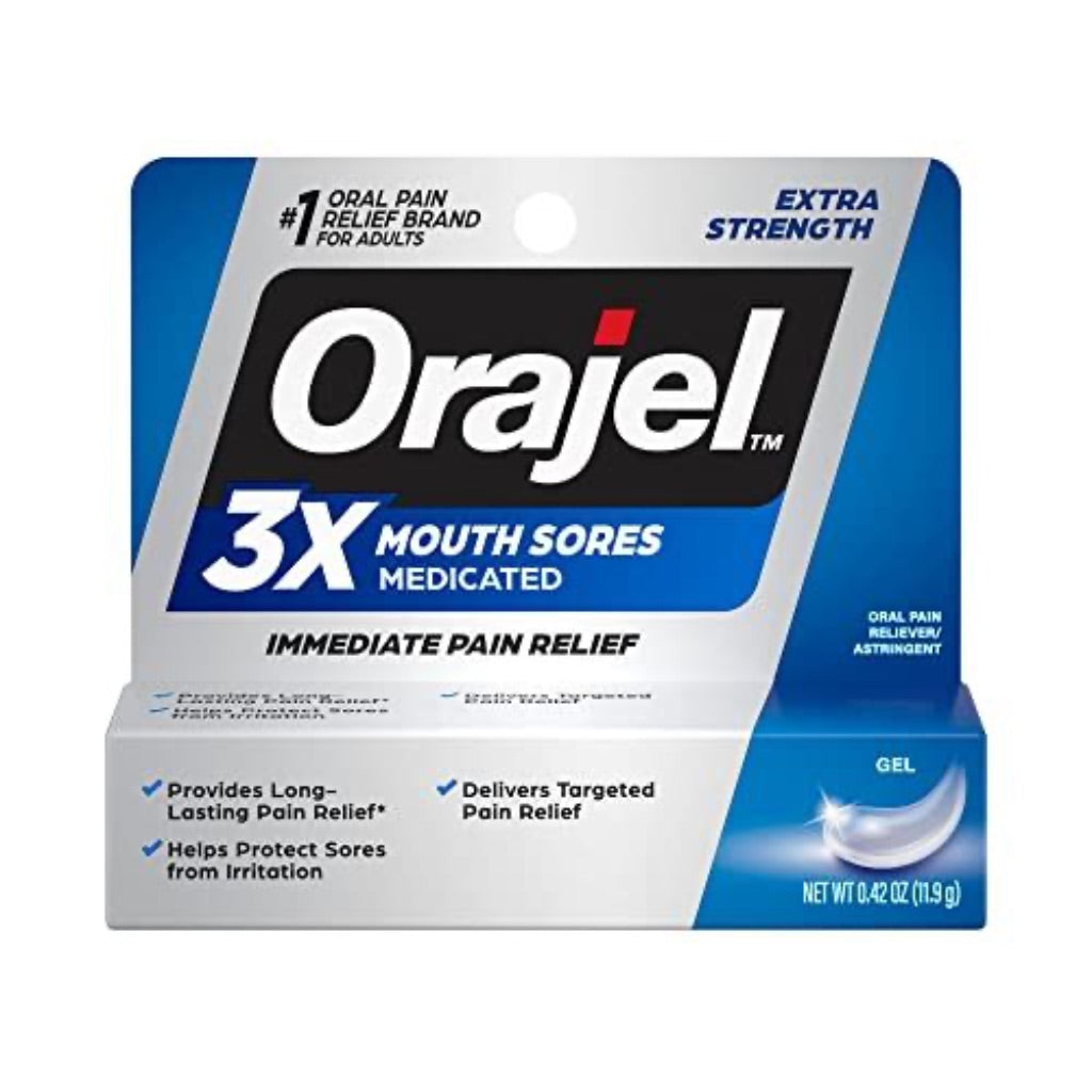 Orajel 3X Extra Strength Medicated Gel for Mouth Sores, 0.42oz Tube