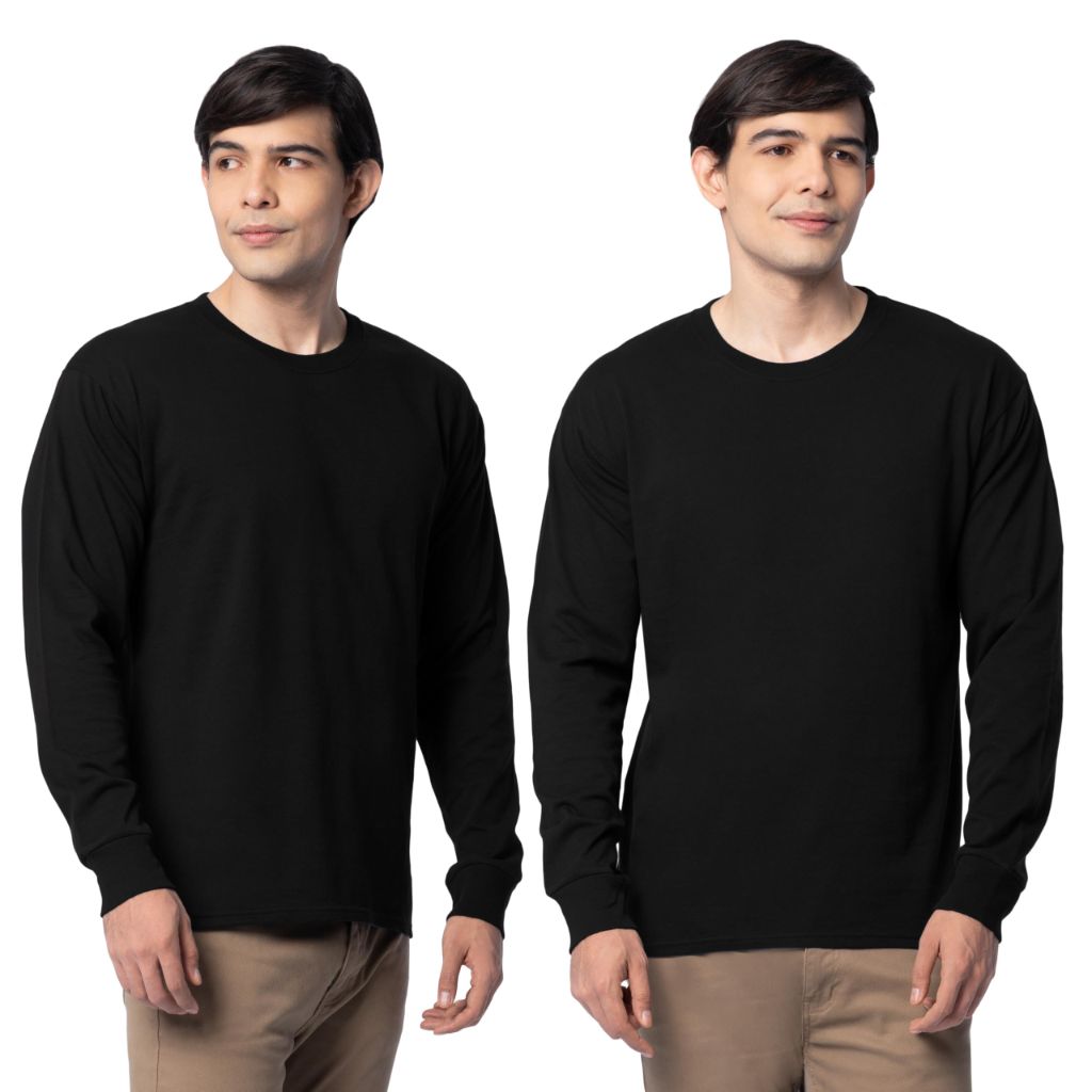 Fruit of The Loom Men's Eversoft Cotton T Shirts, Breathable & Moisture Wicking with Odor Control, Sizes S-4X, Long Sleeve-Black Ink