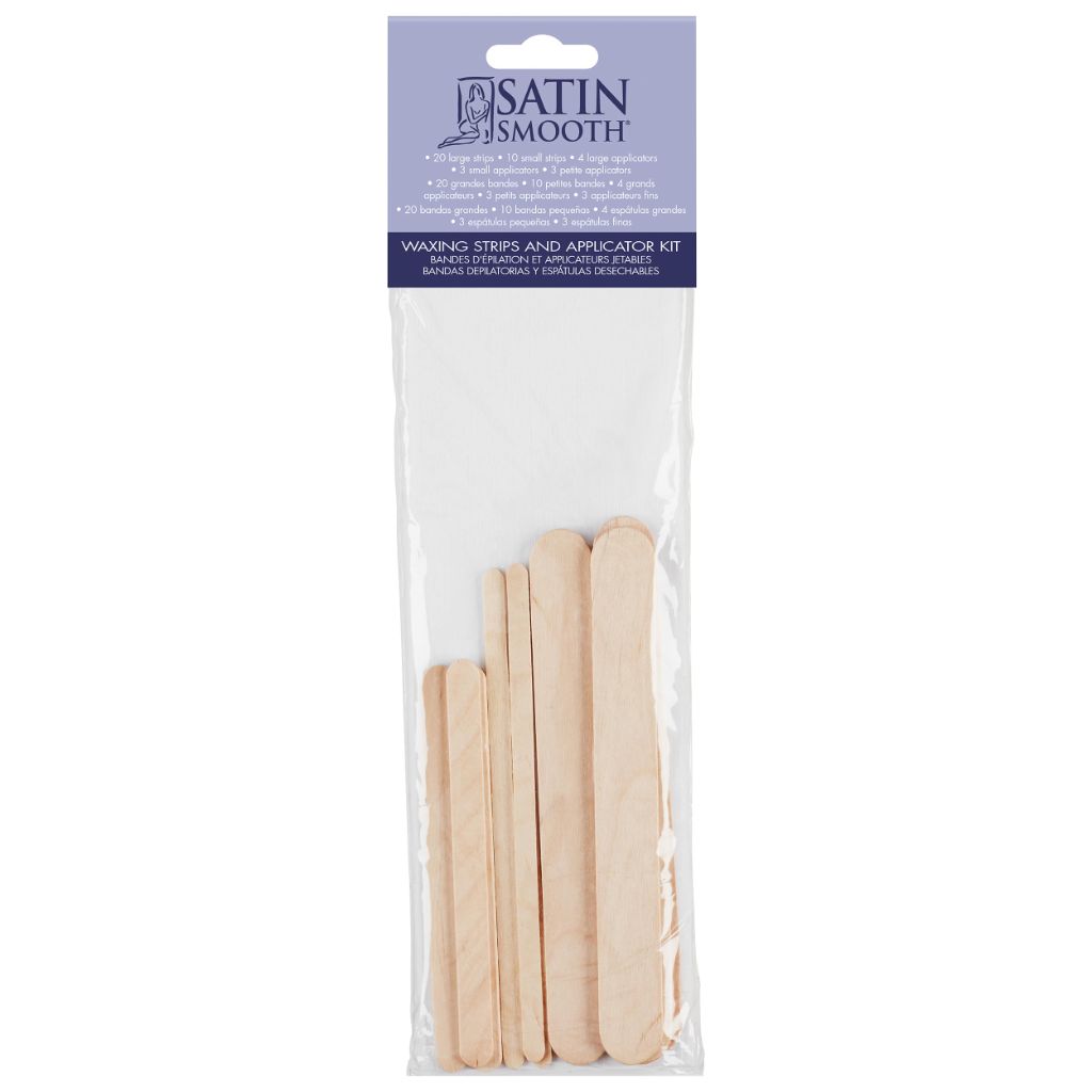 Satin Smooth Non-Woven Waxing Strips and Wax Sticks Applicator - Professional Hair Removal for Face and Body