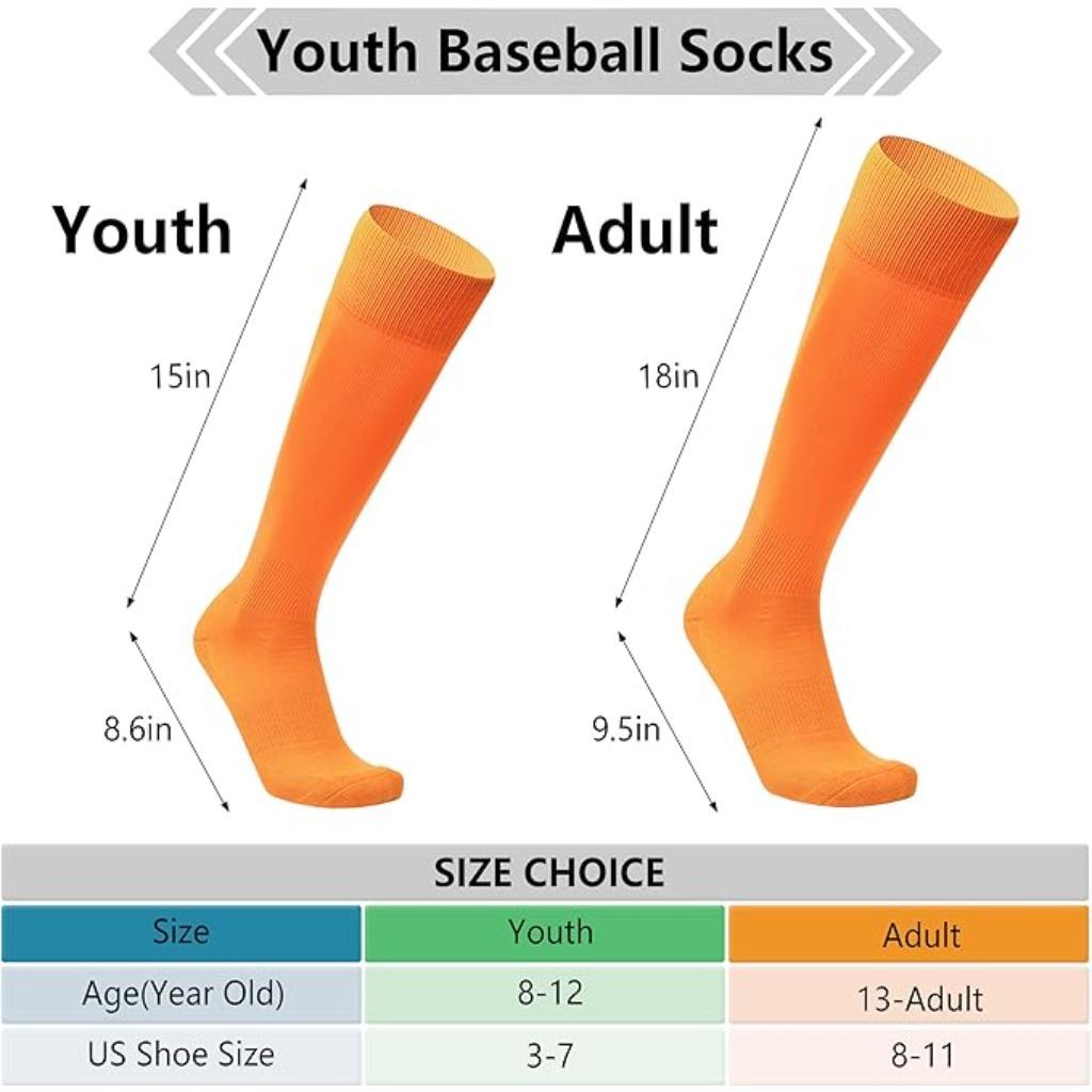 Youth 2 Pairs Baseball/Softball Socks, Belt, Arm Sleeve Combo Set - Orange, Ages 8-12 Years