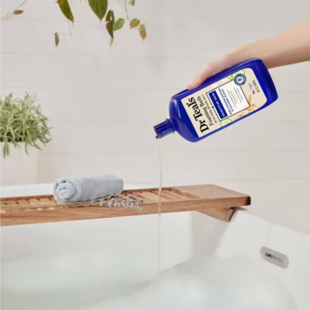 Dr Teal's Foaming Bath with Pure Epsom Salt, Sensitive Skin with Colloidal Oatmeal & Cucumber Extract - 34 fl. oz.