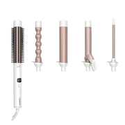 Conair Double Ceramic Multi-Attachment Hair Styler, 5-in-1 Hair Curling Wand Set | White/Rose Gold