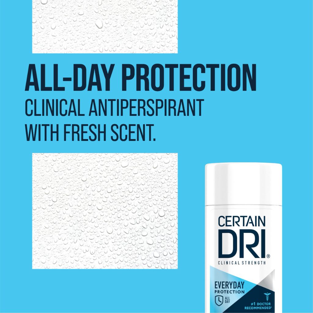Certain Dri Everyday Strength Clinical Antiperspirant - 72-Hour Sweat & Odor Protection for Excessive Sweating - Fresh Scent - 2.6 oz