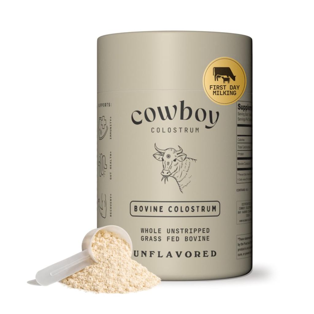 Cowboy - The Exclusive 1st Milking, Whole, Grass Fed Colostrum Supplement for Full Body - Sugar Free (Unflavored, 40 Servings)