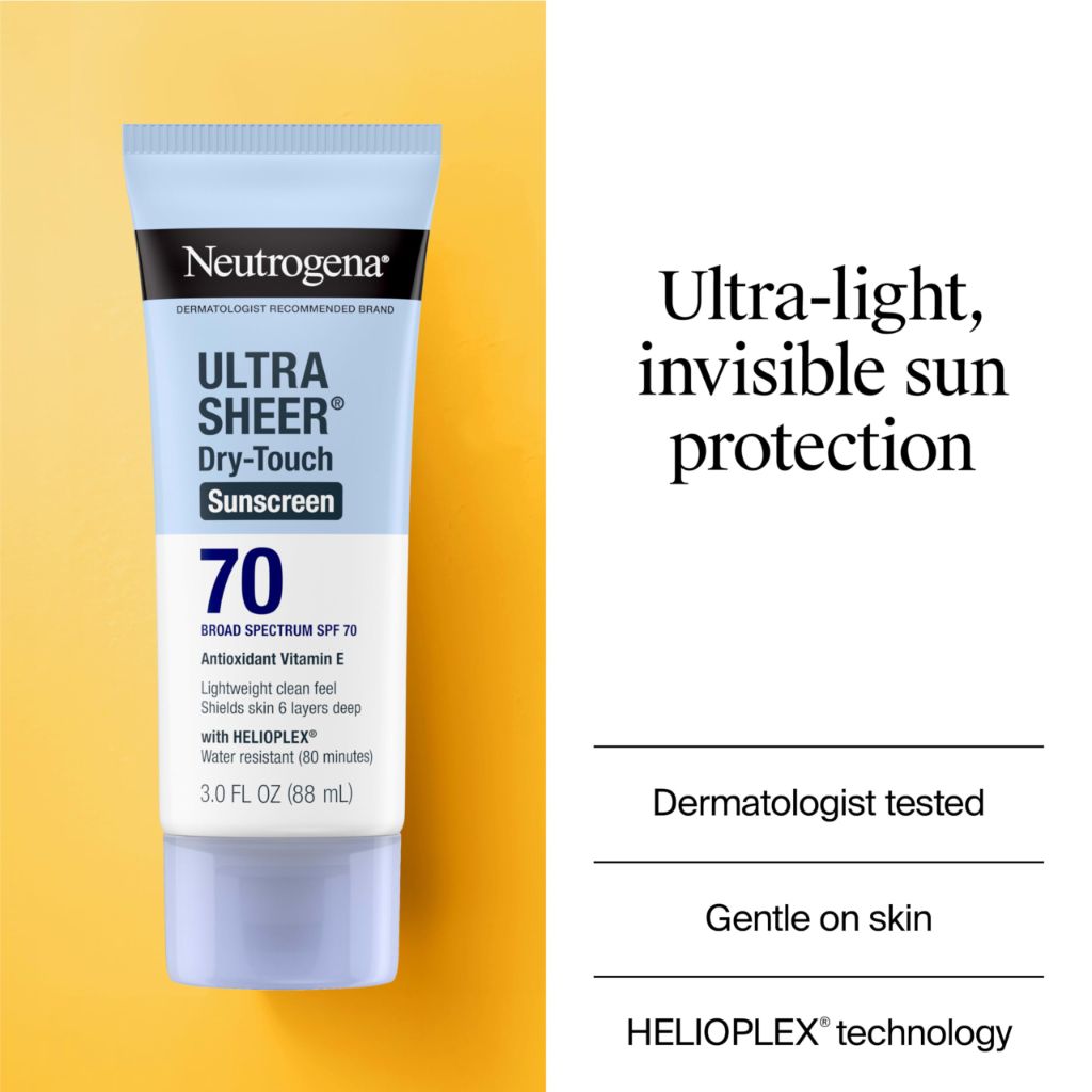 Neutrogena Ultra Sheer Dry-Touch Sunscreen Lotion SPF 70, Travel Size 3 Fl Oz