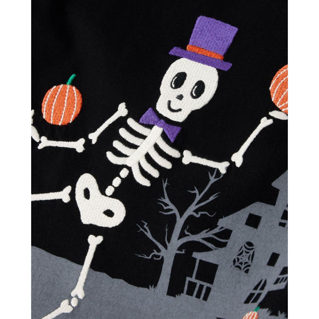 Gymboree,and Toddler Embroidered Graphic Long Sleeve Layered T-Shirts,Skeleton,12-18 Months