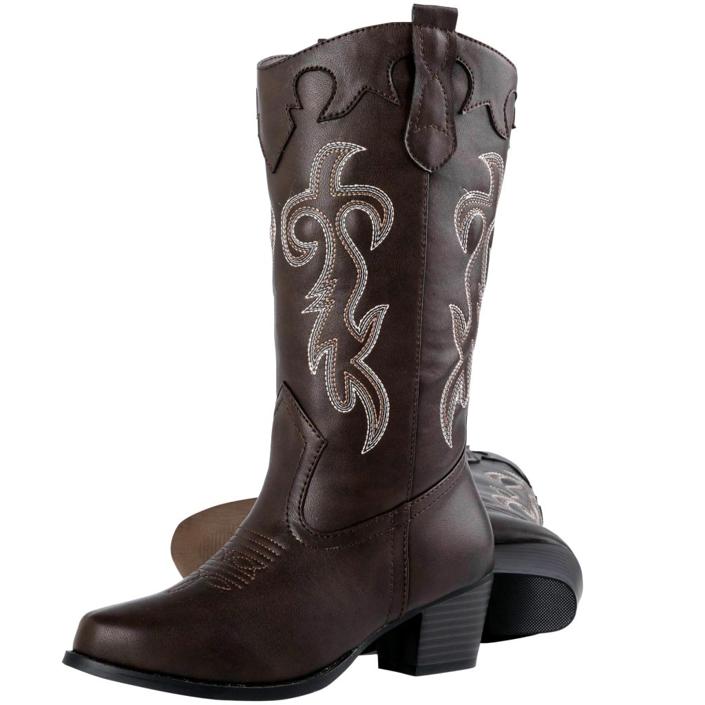 Canyon Trails Women's Rodeo Boots - Mid-Calf, Faux Leather, Memory Foam Insole, Brown, 7